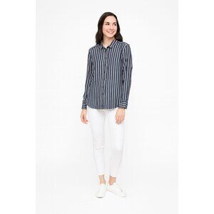 2/$30 Banana Republic Parker XS Charcoal & White Striped Button-Down Shirt Rayon